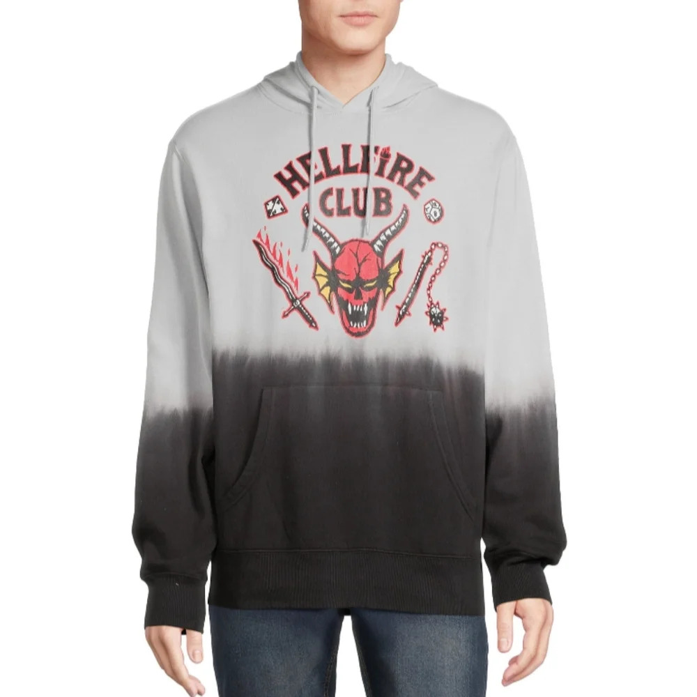 Stranger Things Men's Size XL (46-48) Hellfire Club Pullover Hoodie Charcoal NWT